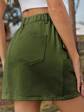 Load image into Gallery viewer, Zahra Pocketed Buttoned Mini Denim Skirt