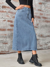 Load image into Gallery viewer, Diana Slit High Waist Denim Skirt with Pockets