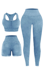 Load image into Gallery viewer, Dahlia 3 Piece Washed Square Neck Wide Strap Active Set