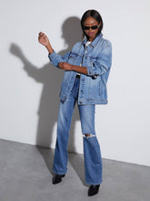Load image into Gallery viewer, Althea Button Up Collared Neck Denim Jacket