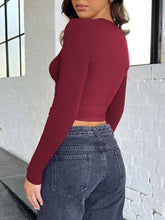 Load image into Gallery viewer, Penny Buttoned V-Neck Long Sleeve T-Shirt