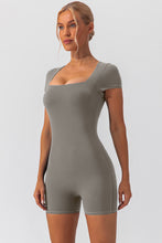 Load image into Gallery viewer, Gianna Square Neck Cap Sleeve Active Romper