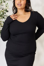 Load image into Gallery viewer, Easy Go Full Size Ribbed Long Sleeve Midi Slit Dress