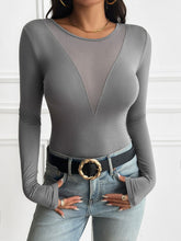 Load image into Gallery viewer, Azora Mesh Round Neck Long Sleeve T-Shirt