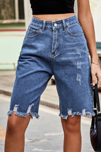 Load image into Gallery viewer, Sloane Raw Hem High Waist Denim Shorts with Pockets