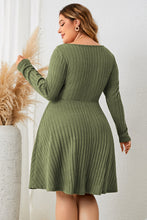 Load image into Gallery viewer, Elsie Plus Size Sweetheart Neck Long Sleeve Ribbed Dress