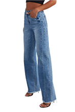 Load image into Gallery viewer, Tyra Raw Hem Wide Leg Jeans with Pockets