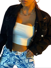 Load image into Gallery viewer, Ismena Distressed Collared Neck Long Sleeve Denim Top