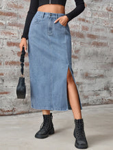 Load image into Gallery viewer, Diana Slit High Waist Denim Skirt with Pockets