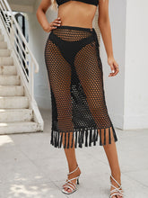 Load image into Gallery viewer, Malia Fringe Openwork High Waist Swim Skirt