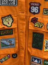 Load image into Gallery viewer, Flare Embroidered Patch Button Up Long Sleeve Denim Jacket