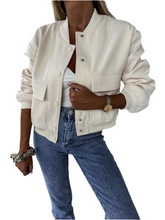 Load image into Gallery viewer, Essence Baseball Collar Dropped Shoulder Jacket