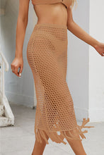 Load image into Gallery viewer, Malia Fringe Openwork High Waist Swim Skirt