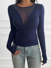 Load image into Gallery viewer, Azora Mesh Round Neck Long Sleeve T-Shirt