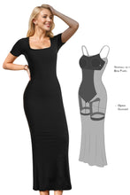 Load image into Gallery viewer, Body Bae Built-In Shapewear Square Neck Short Sleeve Maxi Dress