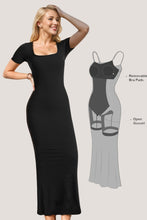 Load image into Gallery viewer, Body Bae Built-In Shapewear Square Neck Short Sleeve Maxi Dress