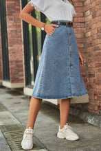 Load image into Gallery viewer, Dame Button Front A-Line Denim Skirt