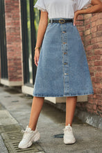 Load image into Gallery viewer, Dame Button Front A-Line Denim Skirt