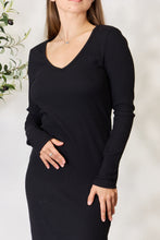 Load image into Gallery viewer, Easy Go Full Size Ribbed Long Sleeve Midi Slit Dress