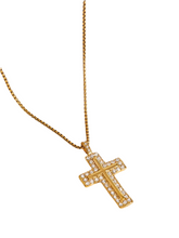 Load image into Gallery viewer, 18K Gold-Plated Inlaid Zircon Cross Necklace