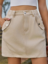 Load image into Gallery viewer, Zahra Pocketed Buttoned Mini Denim Skirt