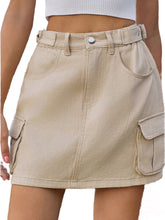 Load image into Gallery viewer, Harper Adjustable Waist Denim Skirt with Pockets