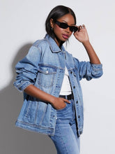 Load image into Gallery viewer, Althea Button Up Collared Neck Denim Jacket