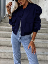 Load image into Gallery viewer, Essence Baseball Collar Dropped Shoulder Jacket