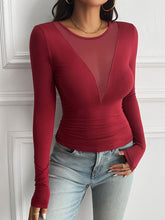 Load image into Gallery viewer, Azora Mesh Round Neck Long Sleeve T-Shirt
