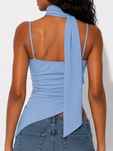 Load image into Gallery viewer, Zarea Asymmetrical Neckline Ruched Cami