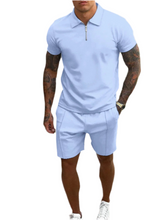 Load image into Gallery viewer, Dre Men's Set Full Size Collared Neck Short Sleeve Top and Shorts Plus Size
