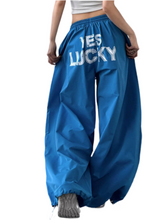 Load image into Gallery viewer, Yes Lucky Letter Back Wide Leg Drawstring Pants