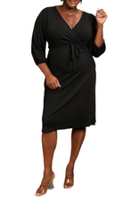 Load image into Gallery viewer, Selah Full Size Surplice Flare Ruching Dress