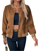 Load image into Gallery viewer, Vessa Baseball Collar Snap Down Long Sleeve Jacket