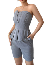 Load image into Gallery viewer, Yani Strapless Peplum Top and Shorts Two-Piece Set