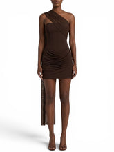 Load image into Gallery viewer, Elena Asymmetrical One-Shoulder Ruched Mini Dress