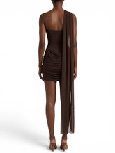 Load image into Gallery viewer, Elena Asymmetrical One-Shoulder Ruched Mini Dress
