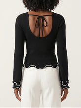 Load image into Gallery viewer, Glowzy Lettuce Hem Tie Back Long Sleeve T-Shirt
