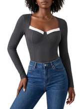 Load image into Gallery viewer, Janisse Ribbed Contrast Long Sleeve Bodysuit