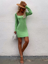 Load image into Gallery viewer, Nylah Tie Back Square Neck Long Sleeve Sweater Dress