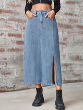 Load image into Gallery viewer, Diana Slit High Waist Denim Skirt with Pockets