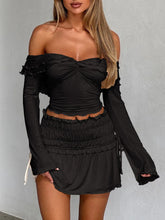 Load image into Gallery viewer, Luna Twisted Ruffled Off-Shoulder Long Sleeve T-Shirt