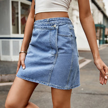 Load image into Gallery viewer, Annie Asymmetrical Denim Mini Skirt