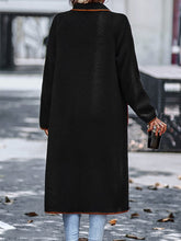 Load image into Gallery viewer, Monika Full Size Contrast Trim Long Sleeve Coat with Pockets