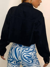 Load image into Gallery viewer, Ismena Distressed Collared Neck Long Sleeve Denim Top