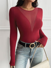 Load image into Gallery viewer, Azora Mesh Round Neck Long Sleeve T-Shirt