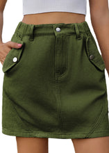 Load image into Gallery viewer, Zahra Pocketed Buttoned Mini Denim Skirt
