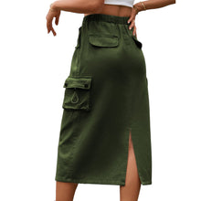 Load image into Gallery viewer, Drawstring Waist Slit Denim Skirt