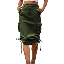 Load image into Gallery viewer, Sagea Drawstring Denim Cargo Skirt