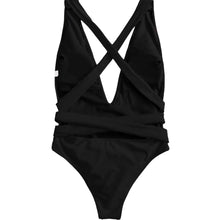Load image into Gallery viewer, Laguna Halter Neck Deep V Tied One-Piece Swimsuit